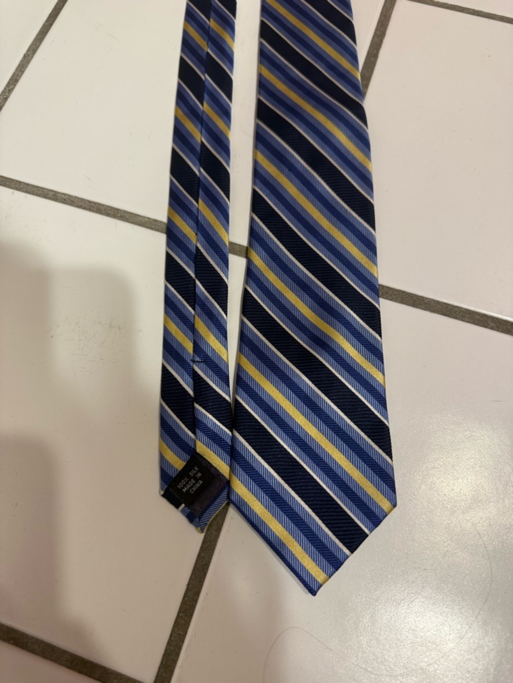Ike Behar Men’s Blue and Yellow Striped 100% Silk Tie